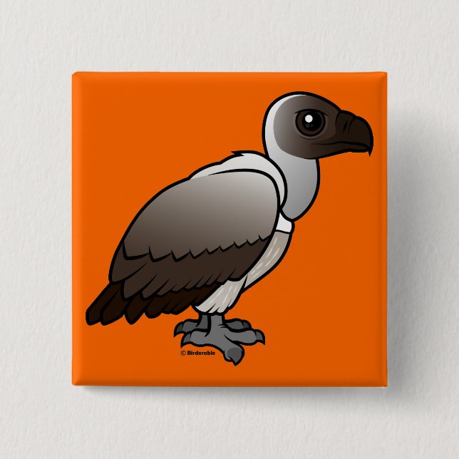 White-backed Vulture 2 Inch Square Button (Front)