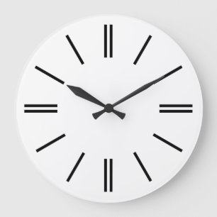 White Background Black Lines Wall Clock
