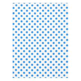 White Background Blue Polka Dots Tablecloth