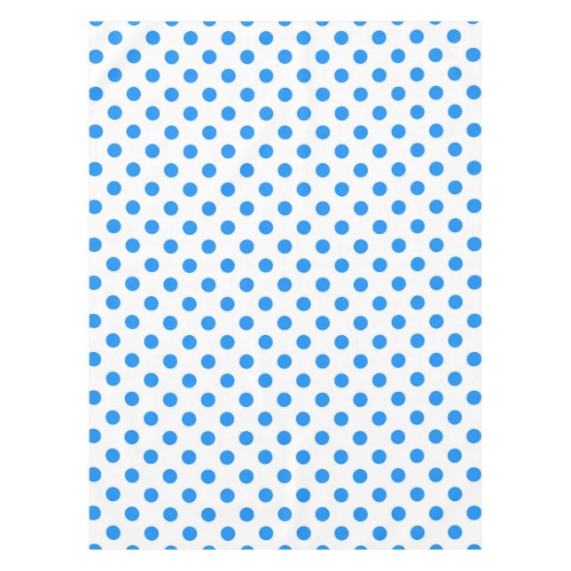 White Background Blue Polka Dots Tablecloth (Front)