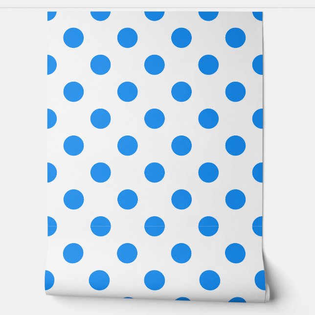 White Background Blue Polka Dots Wallpaper (Unrolling)