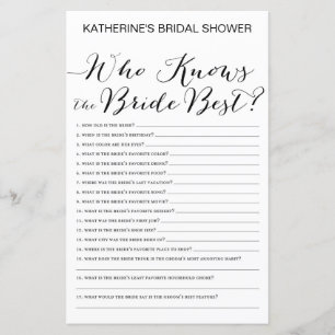 White Background Bridal Shower Game PRINTED