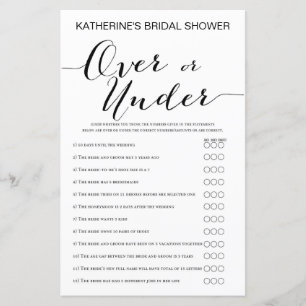 White Background Bridal Shower Game PRINTED