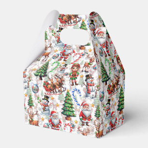 White Background Christmas Decorative Pattern Favor Box