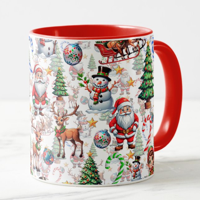White Background Christmas Decorative Pattern Mug (Creator Uploaded)