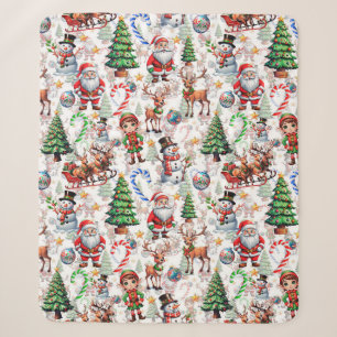 White Background Christmas Decorative Pattern Sherpa Blanket