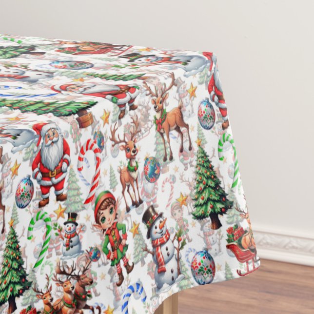 White Background Christmas Decorative Pattern Tablecloth (Creator Uploaded)