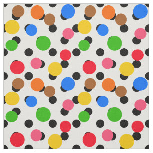 White Background Colourful Polka-dots Design Fabric
