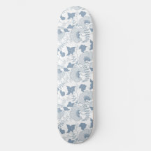 White Background Delicate Blue Japanese Flowers