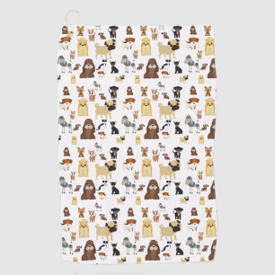white background dogs pattern golf towel