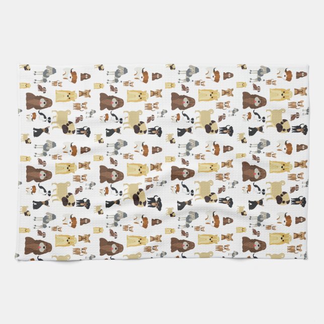 white background dogs pattern kitchen towel (Horizontal)