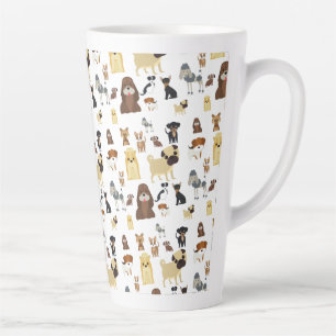 white background dogs pattern latte mug