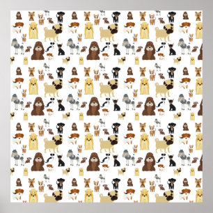 white background dogs pattern poster