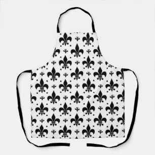 White Background Fleur-de-lis Pattern Design  Apron