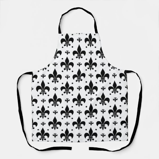 White Background Fleur-de-lis Pattern Design  Apron (Front)
