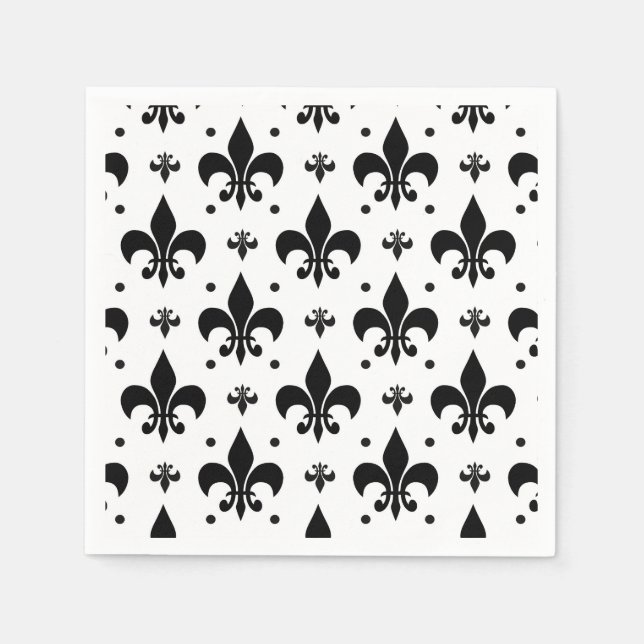 White Background Fleur-de-lis Pattern Design  Napkin (Front)