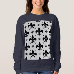 White Background Fleur-de-lis Pattern Design Sweatshirt