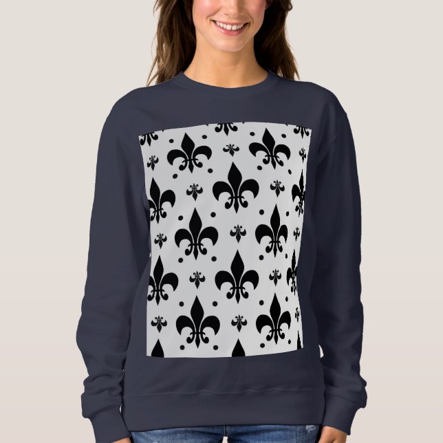 White Background Fleur-de-lis Pattern Design  Sweatshirt (Front)