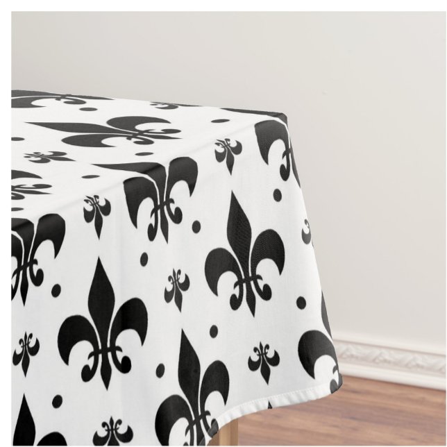 White Background Fleur-de-lis Pattern Design  Tablecloth (Creator Uploaded)
