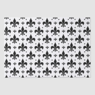 White Background Fleur-de-lis Pattern Design  Tissue Paper