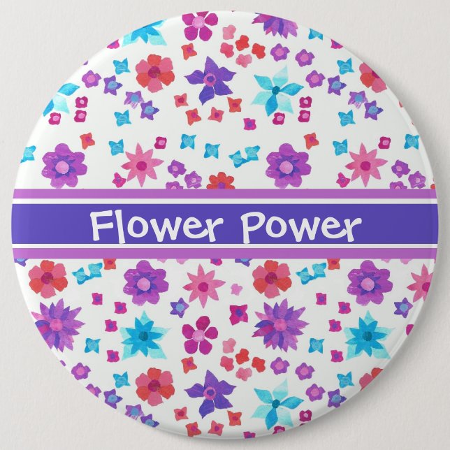 White Background Flower-Power Button (Front)