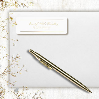 White Background Gold Script Elegant Address
