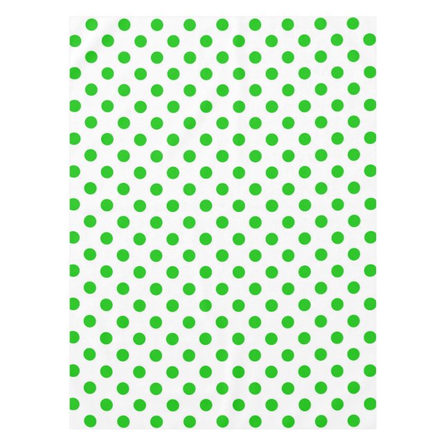 White Background Green Polka Dots Tablecloth (Front)