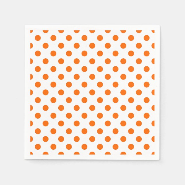 White Background Orange Polka Dots Napkin (Front)