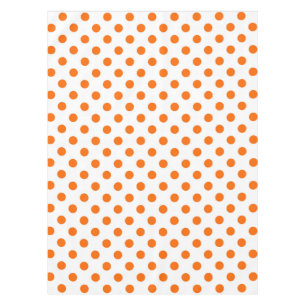 White Background Orange Polka Dots Tablecloth