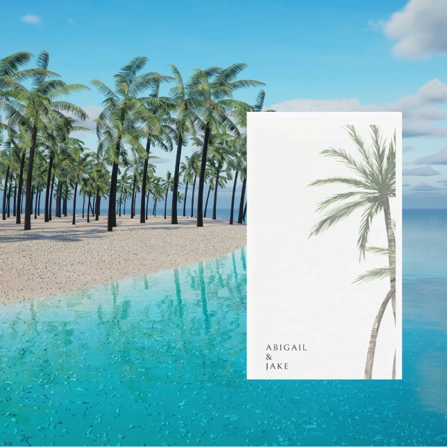 White Background Palm Tree Wedding Napkin (Creator Uploaded)