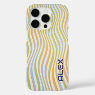 White Background Pastel Wave Pattern  iPhone 16 Pro Case