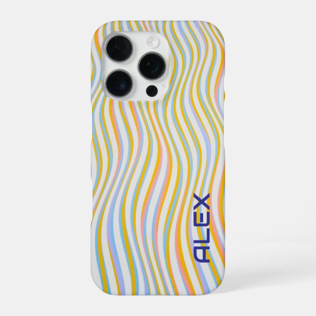 White Background Pastel Wave Pattern  iPhone Case (Back)