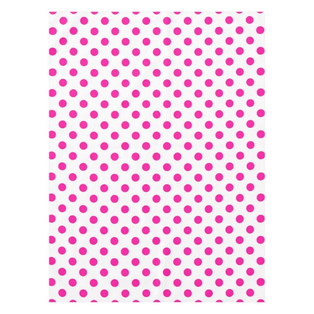 White Background Pink Polka Dots Tablecloth (Front)