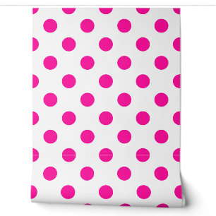 White Background Pink Polka Dots Wallpaper
