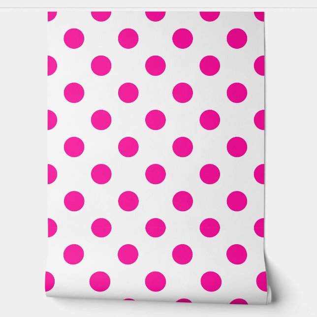 White Background Pink Polka Dots Wallpaper (Unrolling)