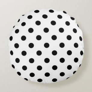 White Background Polka Dots Design Round Pillow
