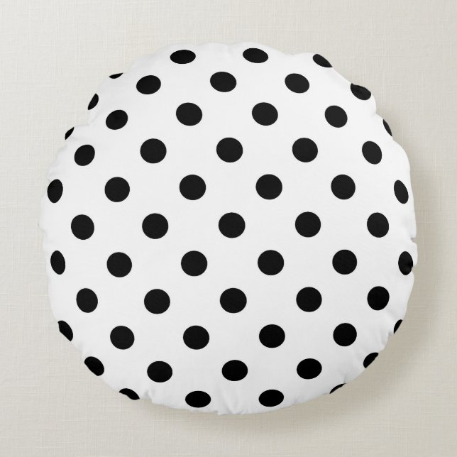 White Background Polka Dots Design Round Pillow (Front)