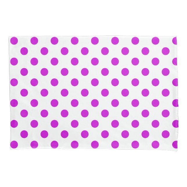 White Background Purple Polka Dots Pillowcase (Front)