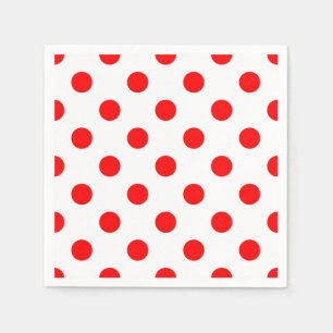 White Background Red Polka Dots Napkin