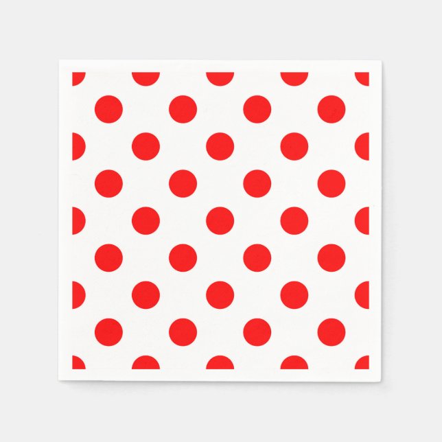White Background Red Polka Dots Napkin (Front)