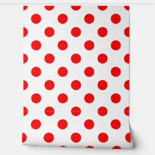 White Background Red Polka Dots Wallpaper