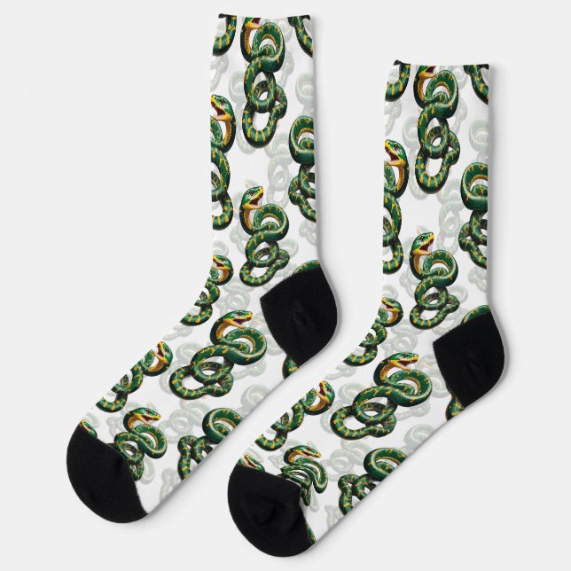 White Background Snake Pattern Design  Socks (Left)