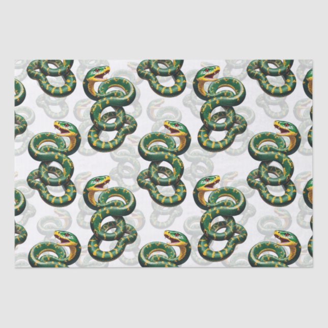 White Background Snake Pattern Design  Tissue Paper (Front)