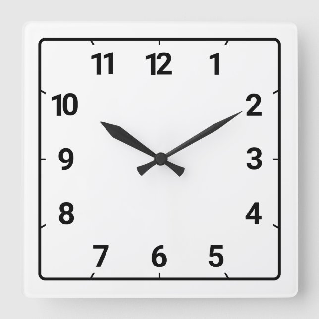 White background square wall clock (Front)