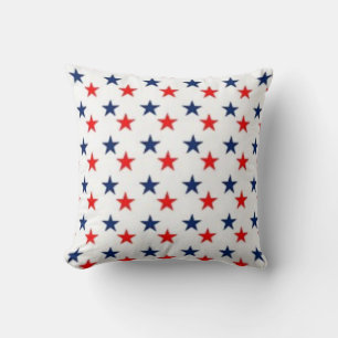 WHITE Background, WHITE & BLUE Stars USA Throw Pillow