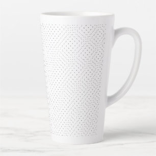 White background with a repeating pattern of small latte mug