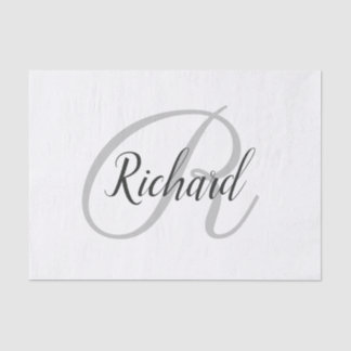 White Background With Monogram  Tissue Paper