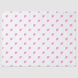 White Background with Pink Fleur de Lis Tissue Paper
