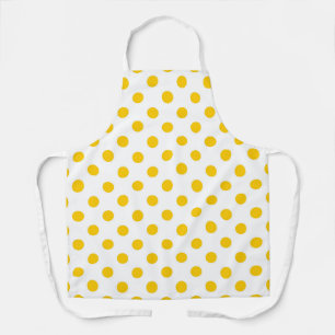 White Background Yellow Polka Dots Apron