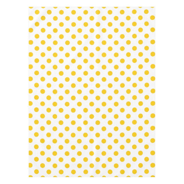 White Background Yellow Polka Dots Tablecloth (Front)